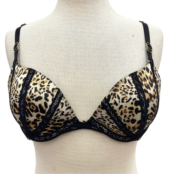 VICTORIA’S SECRET Very Sexy Leopard Print Lace & Mesh Trim Pigeonant Push Up Bra - Picture 1 of 12